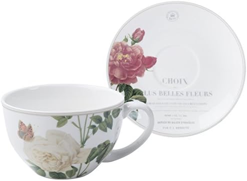 Royal Botanic Gardens, Kew "Queen Charlotteโs Memoirs" Fine China Tea Cup and Saucer by Creative Tops, 150 ml (5 fl oz)