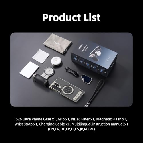 Master Grip para Samsung Galaxy S26 Ultra, Empuñadura de cámara con Batería de 3200 mAh, Filtro ND16, Flash del Teléfono Móvil, Carga Inalámbrica, Funda Magsafe,Empuñadura de Cámara para S26 DSLR