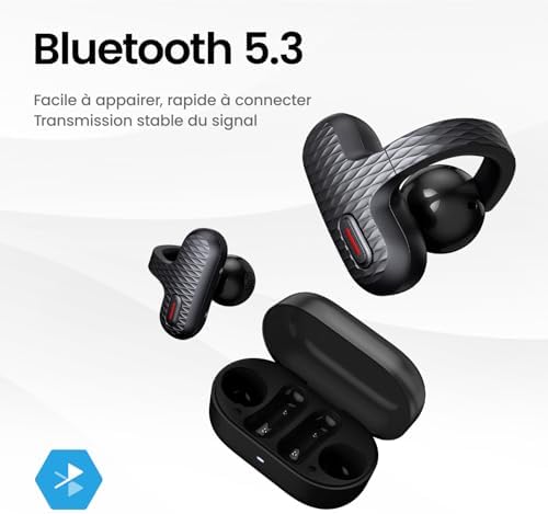 Up OWS Casque Bluetooth 5.3, Écouteurs Ouverts sans Fil avec Contrôle Tactile, IPX4 Résistants à l’Eau et à la Transpiration, Réduction du Bruit AI, pour Le Sport, Running et Entraînement