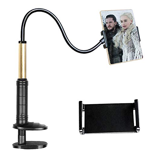 Greyoe Phone Holder for Bed Universal Gooseneck Mobile Phone Stand Adjustable Lazy Cell Phone Holder 360°Rotation Long Arms Clamp Lazy Flexible Bracket Mount Stand for Smartphone Tablet Black
