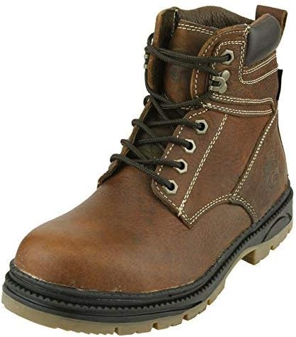 Kansas State Wildcats NCAA Mens Rounded Steel Toe Lace up Leather Work Boots, Brown
