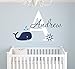 Decalzome Inc Personalized Whale Name Nautical Decor - Nautical Theme Nursery Wall Decals - Baby Shark Wall Decals Room Decor Stickers - Under The Sea Art Mural Vinyl Sticker - Baby Boy & Girl Decor