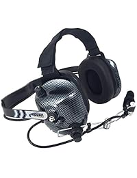 Radios resistentes H41-CF de fibra de carbono detrás de la cabeza dos vías auriculares de radio con control de volumen y jack de entrada de 0.138 in para música/reproductores de MP3