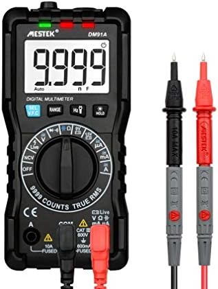 Lovescenario MESTEK DM91A Mini Digital Multimeter 9999 Counts True RMS Auto Range AC/DC Volt Amp Ohm Diode Continuity Capacitance Tester