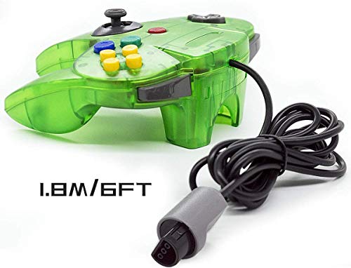 Wired Controller for Nintendo 64 N64 Console, Upgraded Joystick Classic Video Game Gamepad(Clear Green and Clear Purple,Pack of 2)