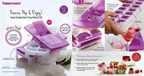 Tupperware Pure and Fresh Unique Covered Ice Cube Trays Set of 2 Purple Color with Expedited Delivery