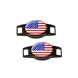 American USA Flag - Shoe Sneaker Shoelace Charm Decoration - Set of 2 - Black