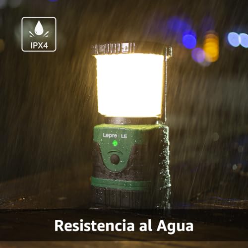 Lepro Pack de 2 Linterna LED Recargable 1000LM, Batería Recargable de 4400mAh, 4 Modos, Impermeable IPX4, Lámpara de Camping para Senderismo, Pesca, Emergencia, Incluye Cable USB