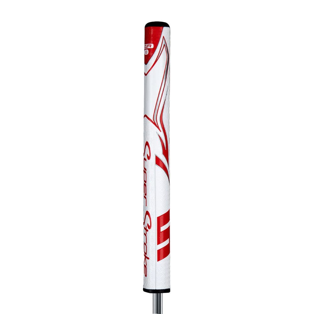 SuperStroke Zenergy Tour 5.0 Putter Grip - Maximum Size for Enhanced Stability with Spyne Technology and No-Taper Comfort - White / Red