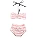 Baby Girls 2Pcs Swimwear Bikini Striped Halter Bra Top+Bow Bottom Swimsuit (1-2T, Pink&White)