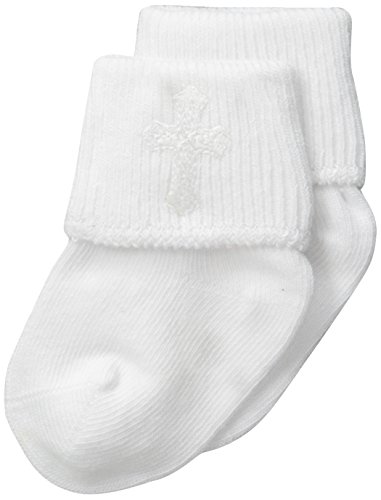 Jefferies Socks Unisex-Baby Newborn Christening Turn Cuff Socks 3 Pair Pack, White, Newborn