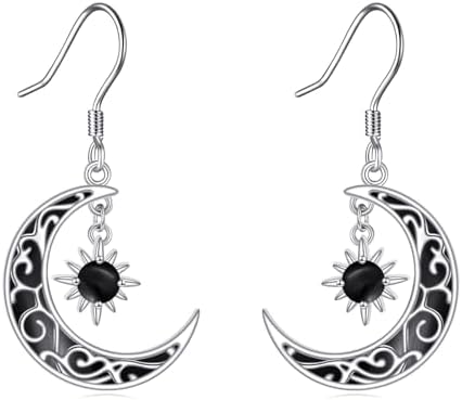 Amazon.com: KZX Black CZ Moon Stud Earrings for Women 925 Sterling