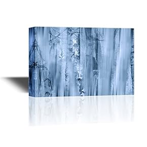 Abstract Landscape Artwork with Birch Trees in Mist