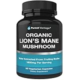 Organic Lions Mane Mushroom Capsules - 1800mg Lion's Mane Mushroom Supplement Grown in USA - Nootropic Brain Supplement and Immune System Booster - Lions Mane Extract Powder - 90 Veggie Caps