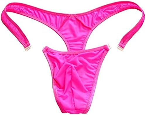 WenMei Men's Bikini Boxer Briefs trip Thongs G-string Milk Silk Underwear Shorts (L, Rose)