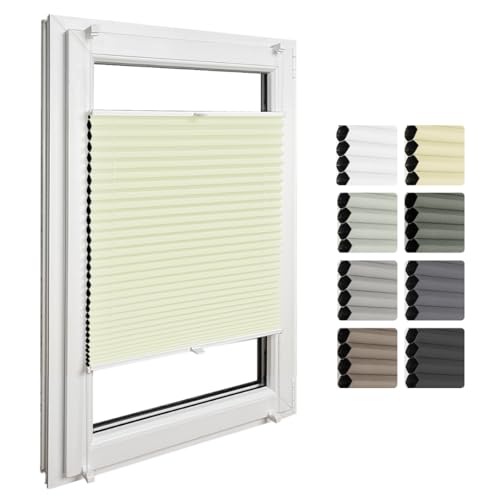 Home-Vision Premium Doppelplissee mit Klemmfix Weiß-Creme B25 x H150cm