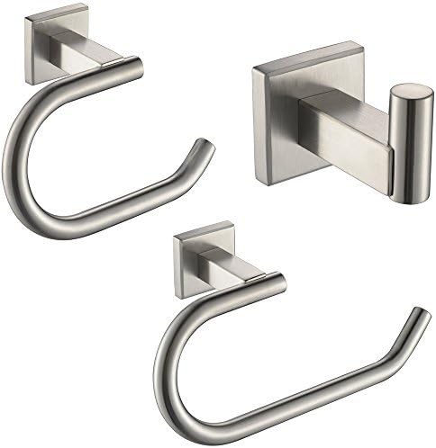 XVL Bathroom Accessories Set Toilet Roll Paper Holder Towel Ring Robe Hook SUS304 Stainless Steel Brushed Gt1101