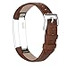 Tobfit Compatible with Fitbit Alta HR and Fitbit Alta Leather Bands Replacement Leather Watch Bands with Stainless Steel Buckle Compatible with Fitbit Alta HR and Alta (Chocolate Brown+Suede Grey)