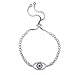Mystical Evil Eye Adjustable Bracelet in .925 Sterling Silver & Cubic Zirconia