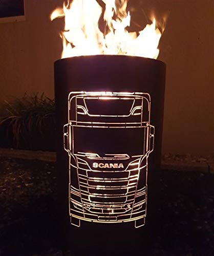 TiKo-Design Feuertonne - Lagerfeuertonne - Feuerkorb mit Scania Truck Motiv â Verleihen Sie Ihrem Garten EIN besonderes Ambiente für unvergessliche Abende mit ihren Trucker Freunden – Bild 5