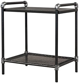 Starsong NS004 Retro Antique Nightstand, Silver/Black