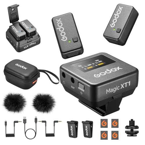 Photo 1 of GODOX Magic XT1 Wireless Lavalier Microphone, Microphone for Camera (2 TX + 1 RX Charging Case), Mini Mic with Noise Cancellation, 16H Battery, Touch Screen 200M/60ft