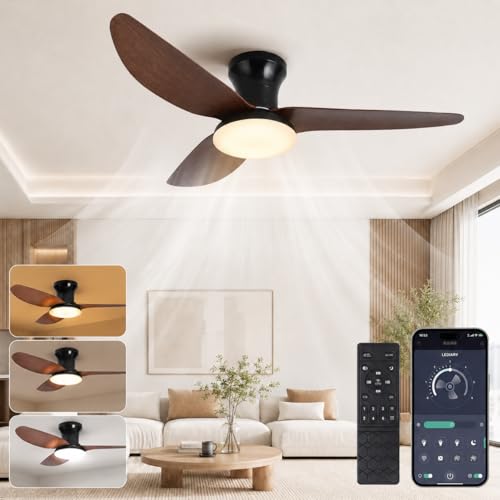 Ceiling Fan with Lighting, Ø100cm App Control & Remote Control, Ceiling Light with Fan, 6 Speed, 3 Variable Colors, Silent DC Motor, Summer-Winter Operation, Timer
