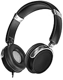 Sentey Headphones w/ Microphone Inline Control for Travel Running Sports Headset Gaming Hifi Audio for Kids Men Woman Strong Bass Earcups Rotation Ls-4230 Black Phaint Transport Carrying Case Included
