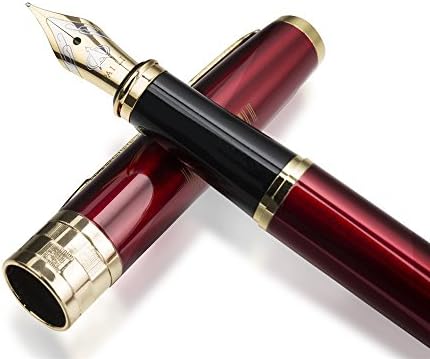 Fountain Metal Pen Iridium Metal Nib, Collection Fountain Pen,Business Gift Pens, Drawing Writing Journal Calligraphy Fountain Pens,Modern Classic Design,Luxury Fountain Pen Fine Nib (red)