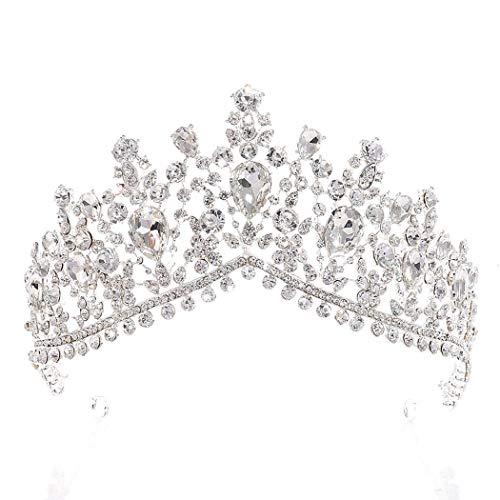 Tgirls Bridal Wedding Crowns and Tiaras Bride Princess Rhinestone Headband Jewelry for Women and Girls (Silver)