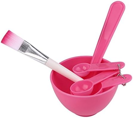 Moreocme 1 Set DIY Facial Mask Mixing Bowl Brush Spoon Stick Tool (Pink)