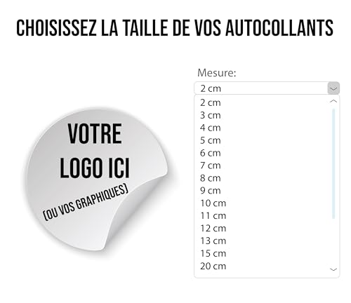 Pack of 100 Multi Purpose Custom Stickers - Insert Your Logo or Artwork - Selectable Size from 2cm to 20cm - Ideal for Decoration (Circular)