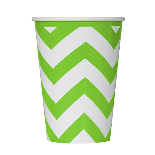 Chevron Paper Cups, 12 Ounce, Lime Green, 6 Count
