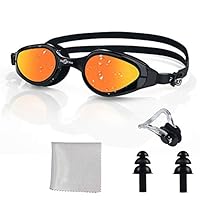 PHELRENA Swim Goggles, 2019 Electroplated Swimming Goggles, Anti Fog,No Leaking,UV Protection,Shatter-Proof, Clear Wide Vision Triathlon Swim Goggles for Women Men Adult with Free Nose Clip Ear Plugs