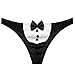 FEESHOW Men's Stretchy Pouch Bikini Thongs Tuxedo Bow Tie Underwear Costumes Black White X-Large(Waistline 24.5-35.5