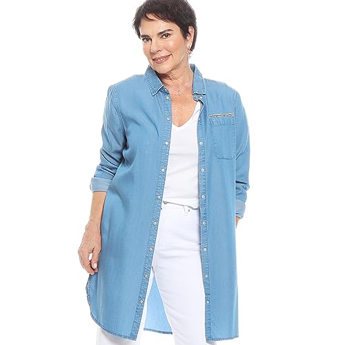 WADOS( OVERSIZED BUTTON DOWN SHIRTS FOR WOMEN, INDIGO, LARGE – FLOWY, WOMEN’S OVERSIZED SHIRTS – LOOSE BUTTON DOWN BLOUSE