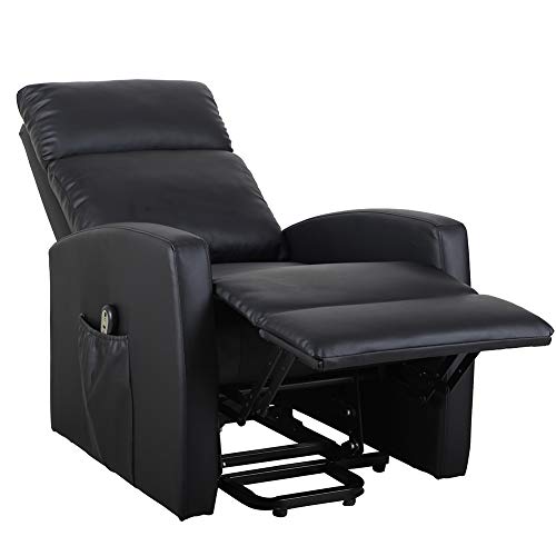BAKAJI-Poltrona-Alzapersona-Elettrica-Motorizzata-Reclinabile-in-Similpelle-Ecopelle-con-Tasca-Porta-Telecomando-per-Anziani-e-Persone-Disabili-Nero
