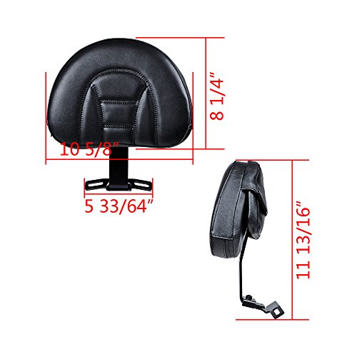 Motorcycle Adjustable Driver Rider Backrest Black PU Kits W/Pocket for Harley Heritage Softail Fatboy 2007-2017