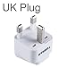 TESSAN Grounded Universal Travel Plug Adapter USA to UK Travel Prong Converter Adapter Plug Kit for UK (TypeG) - 3 Pack(WHITE)