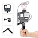 ULANZI V2 Vlogging Case w Tripod for Gopro, Handheld Protective Housing Case Vlogging Frame Cage Mount with Microphone Cold Shoe Adapter Compatible for GoPro 7 6 5, Action Camera Accessories