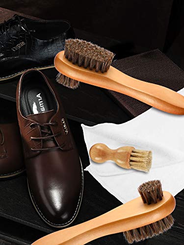 Youngjoy 4 Pieces Horsehair Shine Shoes Brush kit Polish Dauber Applicators (D)