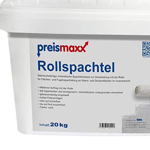 preismaxx Rollspachtel 20 kg mineralischer Spachtel weiß einfacher Auftrag mit Rolle – Bild 3