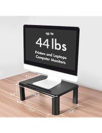 Soporte elevador de monitor con altura ajustable y organizador de almacenamiento para ordenador, iMac, impresora, portátil, escritorio con soporte para tablet y teléfono, ranura de gestión de cables Paquete de 1