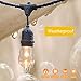 Festival carol Outdoor Waterproof String Light Commercial Hanging Heavy Duty light 1W Warm Shatter-Proof LED Bulbs 48 ft ambiance party lights at wedding deck yard patio(2 Spare Bulbs) Black cable