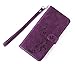 WaterFox iPhone 6/7 / 8 Plus Wallet Case with 4 Card Holder for Women, Detachable Cover Flip Folio PU Leather Wrist Strap Removable Magnetic Kickstand with Floral Flower Design for Girls - Purple