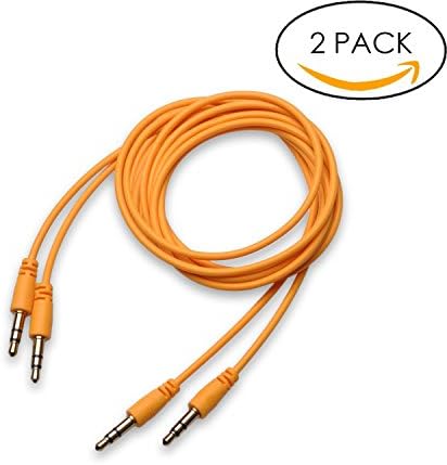2x 3.5mm Stereo Audio Cable (3 Feet) Dual Shielding Male to Male AUX Cable for Car Stereos, Smartphones, iPhone, Tablets, PC, Media Players and More (Orange)