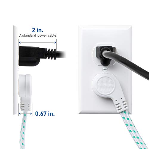 Cable Matters 2Pack Braided Low Profile Flat Power Cord 3 ft, 3 Prong