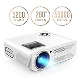 DBPOWER Projector, 3200 Lumens LCD Video Projector, Multimedia Portable Home Theater Projector Support 1080P Compatible With 2 HDMI 2 USB SD VGA AV for Home Cinema TV Laptop Game Phone