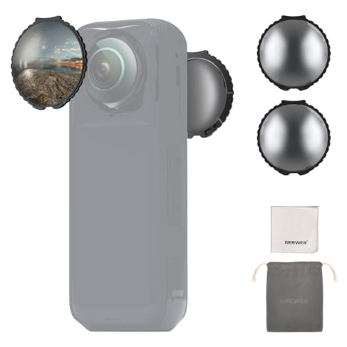 NEEWER ND Filters Compatible with Insta360 X5, ND16 Lens Filter Set, 4 Stops Light Reduction Screw On Auto Detect Multicoated Optical Glass Neutral Density, Action Camera Accessories, 2 Pack