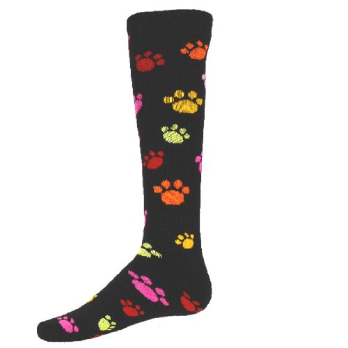 Red Lion Wild Animals Multi-color Paws Patterned Acrylic Athletic Socks ( Black - Small )